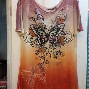 Apt 9 Cap Sleeve Multicolored Pull Over Blouse